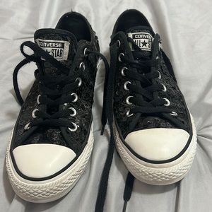 Low top Black Sequin Sparkle Converse All Stars